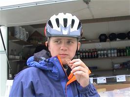 Gavin enjoying chocolate refreshment at Holzofenbrot